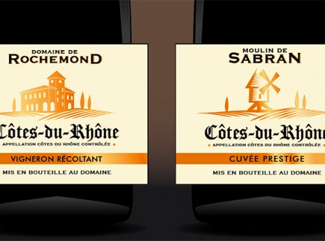 Etiquettes de Côtes du Rhône