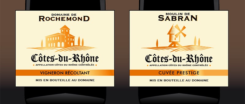 Etiquettes de Côtes du Rhône