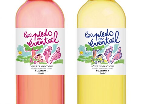 étiquettes de vins des Côtes de Gascogne pour un rosé et un blanc