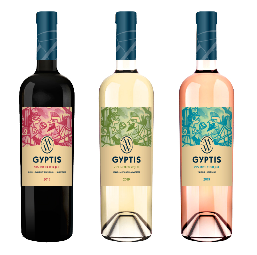 Création étiquettes des vins bios Gyptis