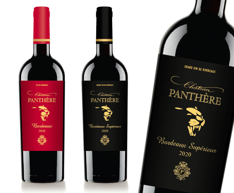 Création des étiquettes de vin Château Panthère en Bordeaux et Bordeaux Supérieur